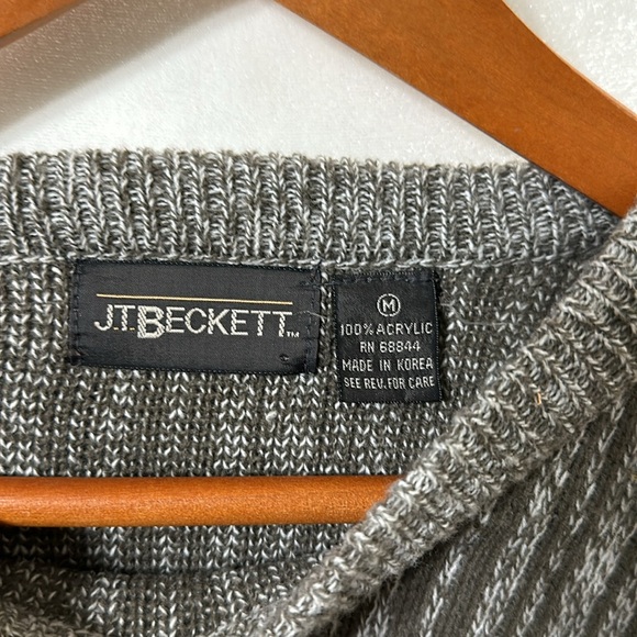 Vintage 90s JT Beckett Sweater Mens Pullover Geometric Crewneck M - Picture 4 of 6
